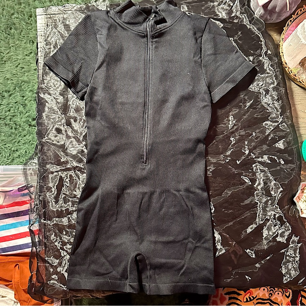 Black One Piece Work Out Romper